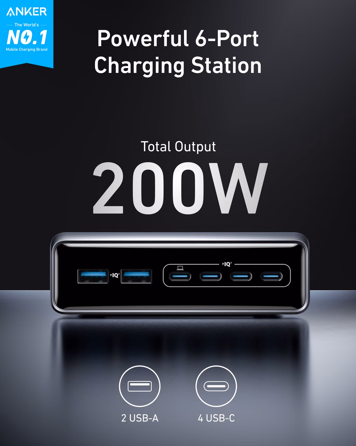 Custom Anker Prime Charger (200W, 6 Ports, GaN) custom logo decoration