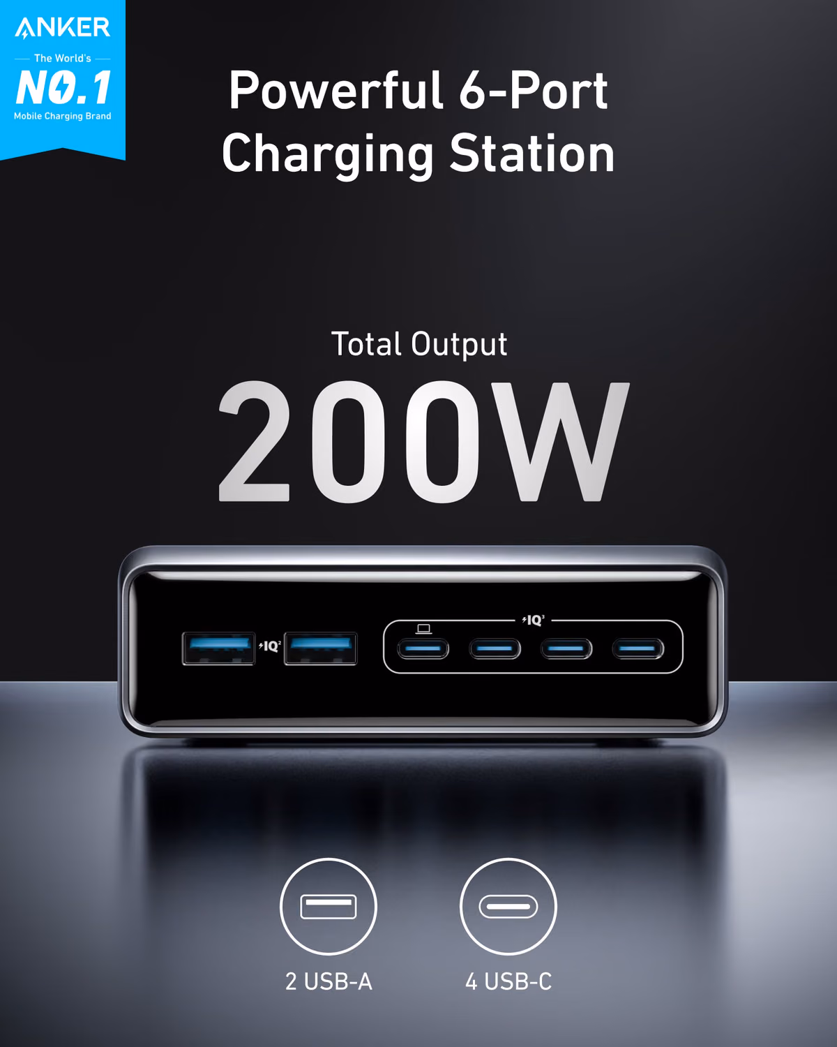 Custom Anker Prime Charger (200W, 6 Ports, GaN) custom logo decoration