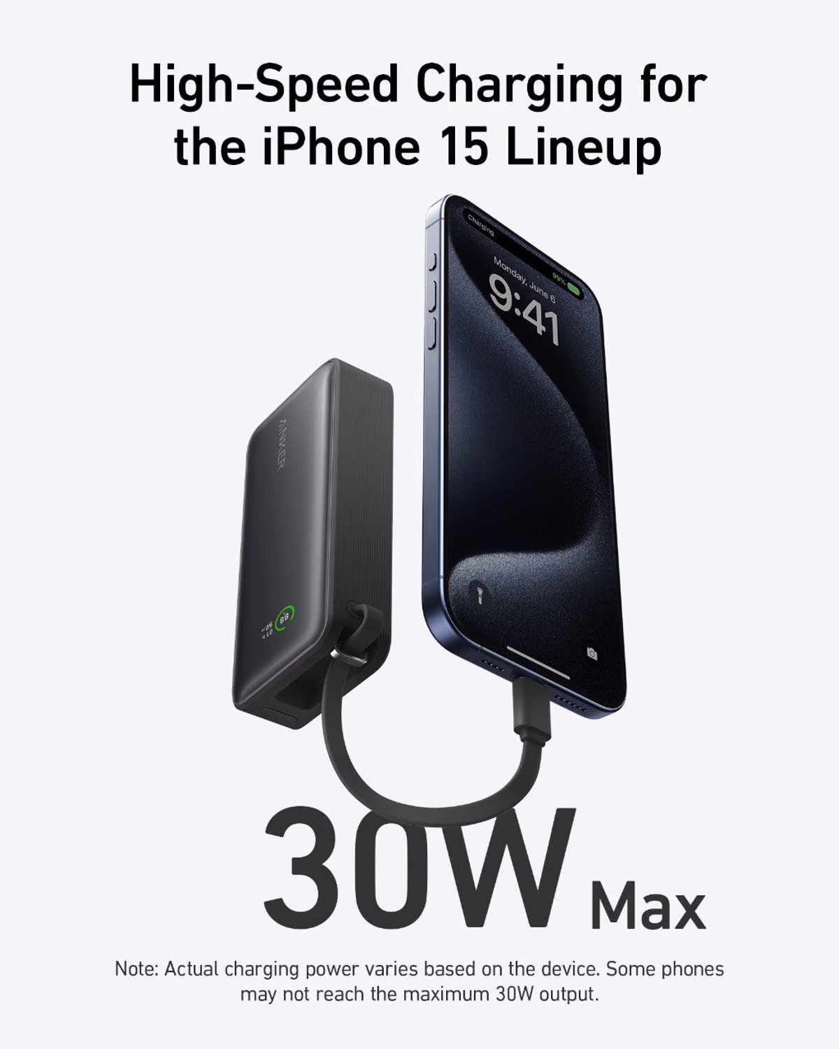 Custom Anker Nano Power Bank (30W, Built-In USB-C Cable) custom logo decoration