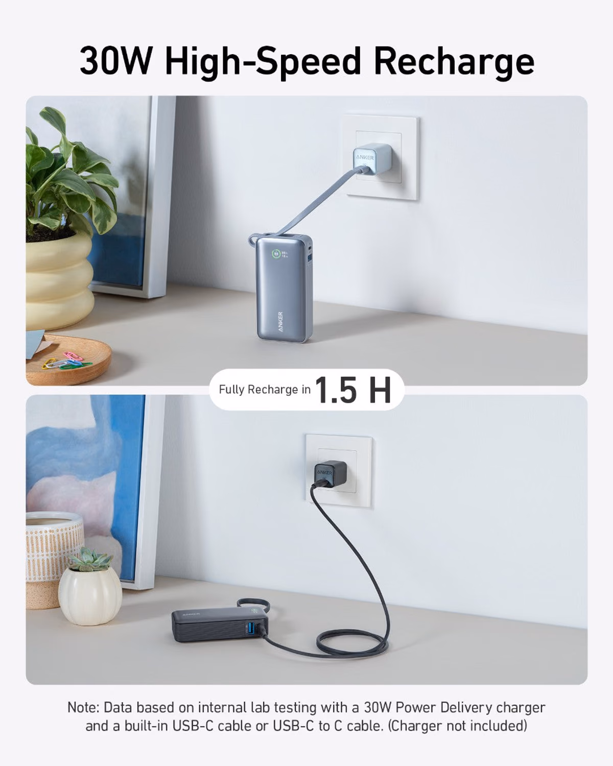 Custom Anker Nano Power Bank (30W, Built-In USB-C Cable) custom logo decoration