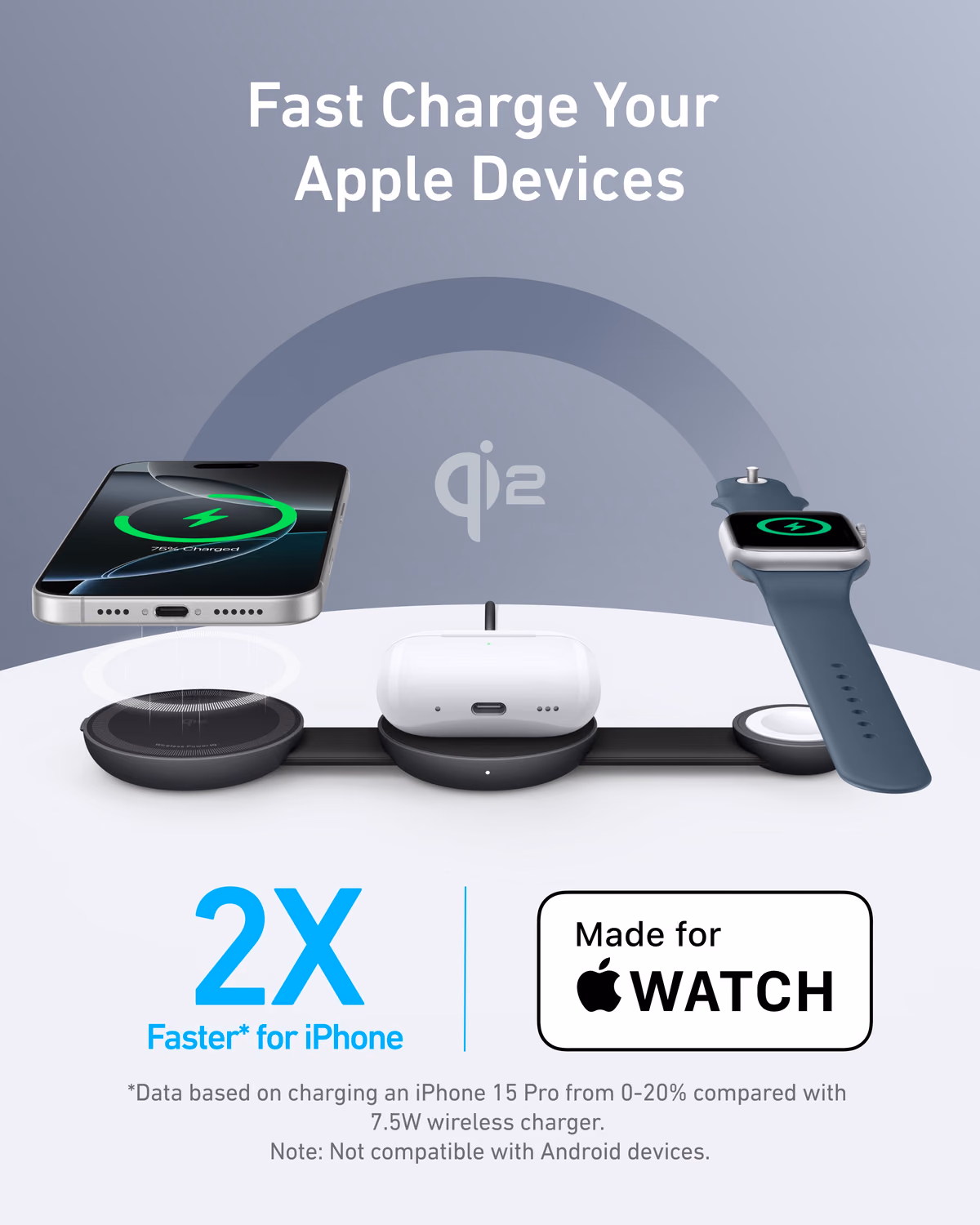 Custom Anker MagGo Wireless Charging Station (3-in-1, Foldable Pad) custom logo decoration