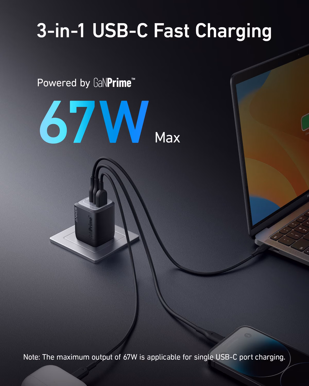 Custom Anker Prime 67W GaN Wall Charger (3 Ports) custom logo decoration
