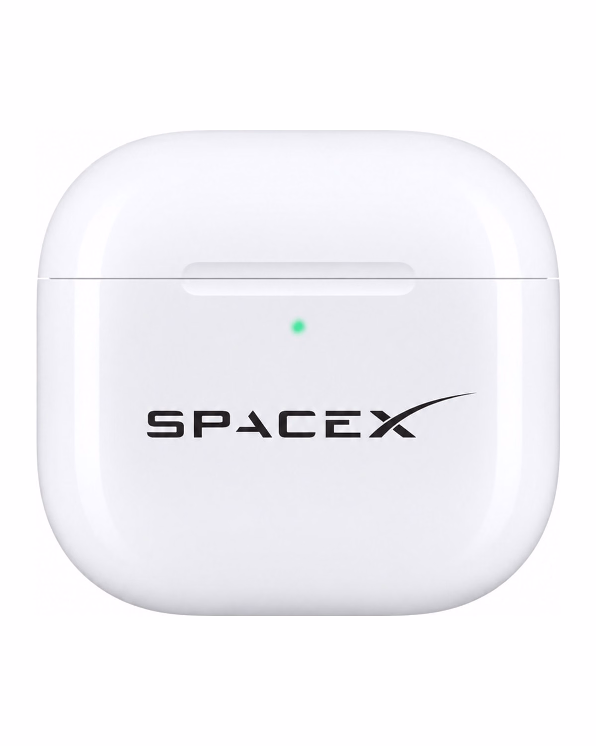 Custom engraved Apple AirPods 5 with Active Noise Cancellation charging case with SpaceX logo laser engraving, closed…