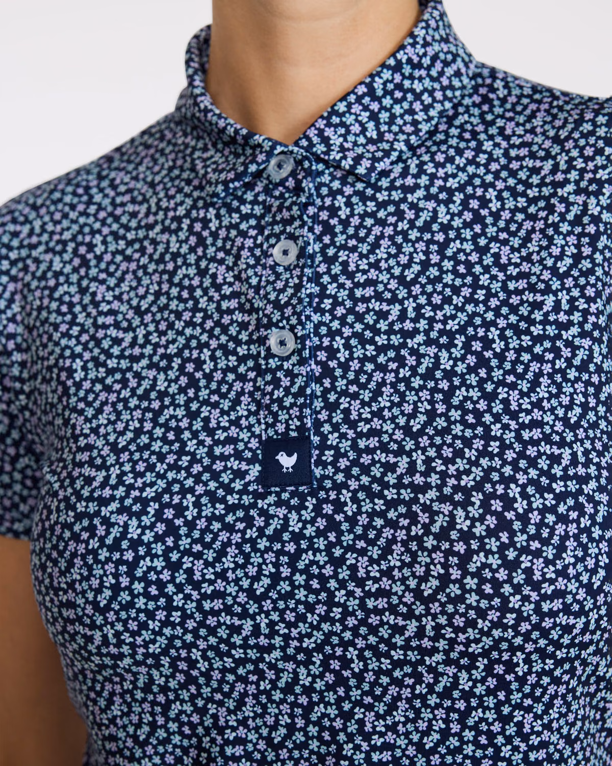 Custom Bad Birdie Ditsy Down — Womens Polo