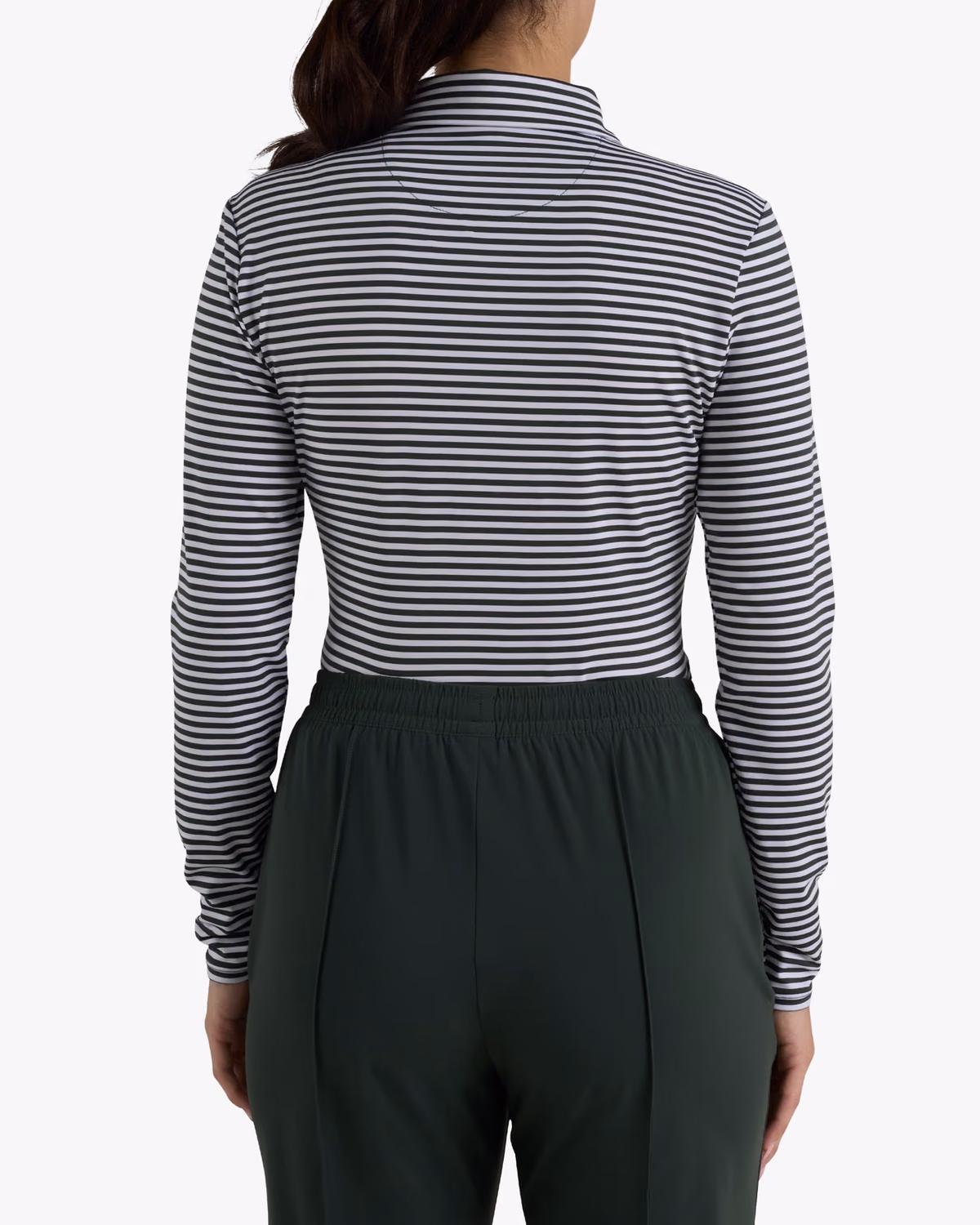 Custom Bad Birdie Long Sleeve Polo - Stripe Right - Deep Forest — Deep Forest