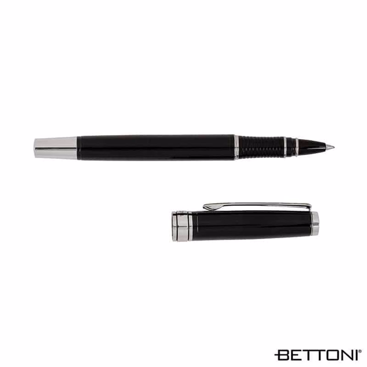 Custom Bettoni Avellino Recycled Brass Cap-Off Rollerball Pen in Black - product view