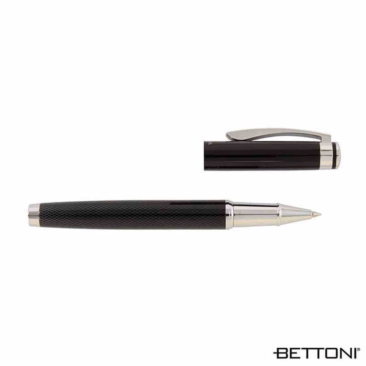 Custom Bettoni Lazio Recycled Brass Cap-Off Rollerball Pen in Black - product view