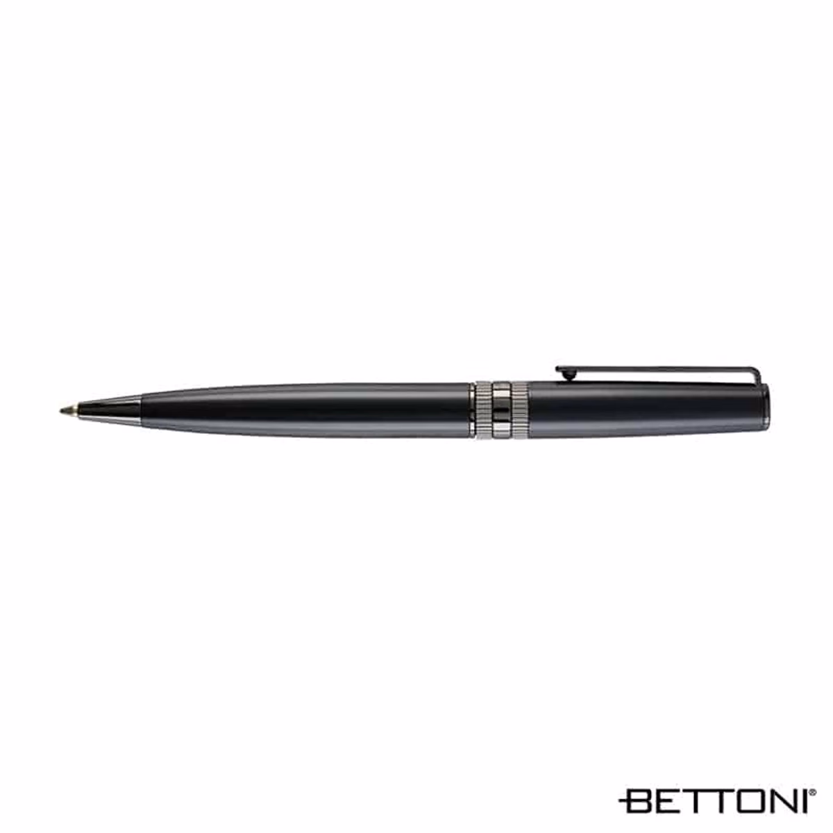 Custom Bettoni Massimo Brass Ballpoint Pen, Black, front view