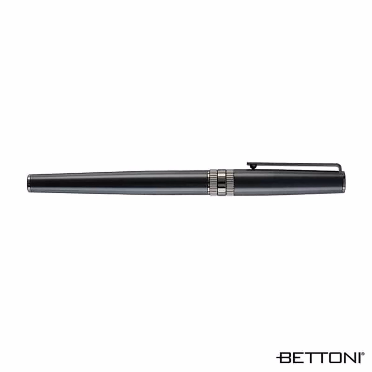 Custom Bettoni Massimo Brass Cap-Off Rollerball Pen, Black, front view
