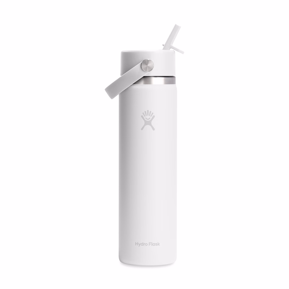 Custom Hydro Flask Wide Flex Straw Cap Bottle 24 Oz. — White