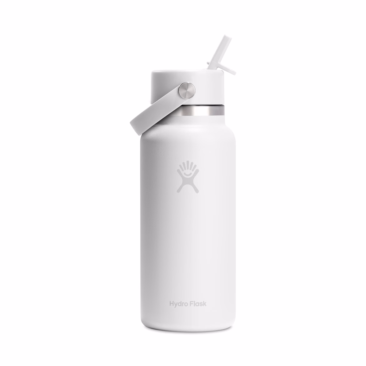 Custom Hydro Flask Wide Flex Straw Cap Bottle 32 Oz. — White