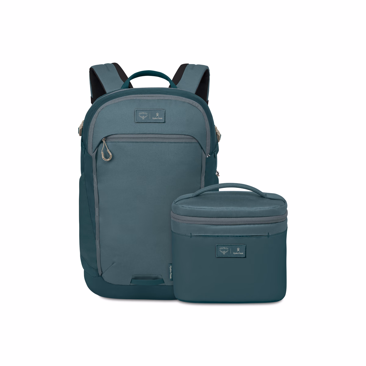 Custom Osprey Axis x Hydro Flask Backpack and Insulated Lunch Bag Bundle — Cascade Blue - Torrent Blue
