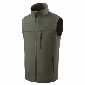 Custom Electric Heated Vest - Single Control 9 Heating Zones in Dark Green - front