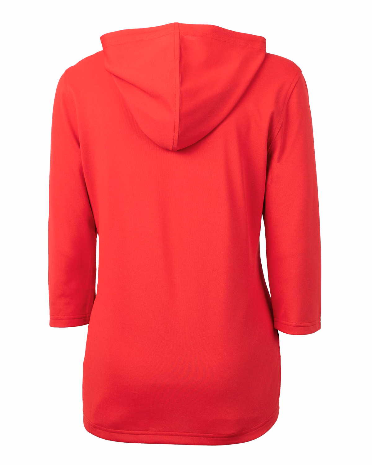 Custom Cutter & Buck Virtue Recycled Featherlight Pique Womens Half Zip Hooded Pullover — Red flat front