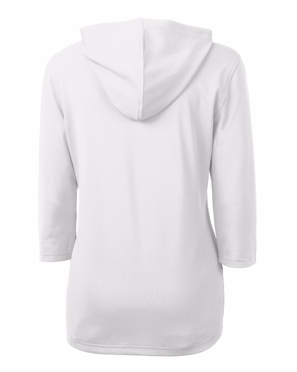 Custom Cutter & Buck Virtue Recycled Featherlight Pique Womens Half Zip Hooded Pullover — White flat front