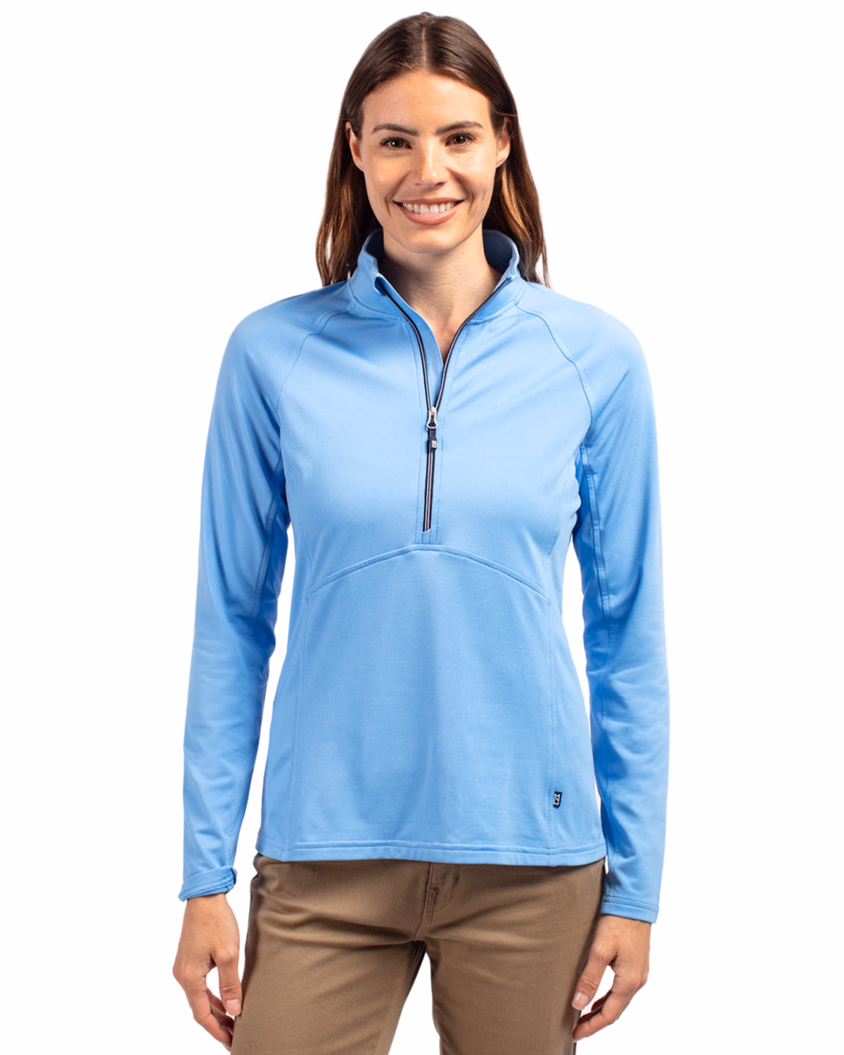 Custom Cutter & Buck Adapt Recycled Soft Knit Stretch Womens Half Zip Pullover