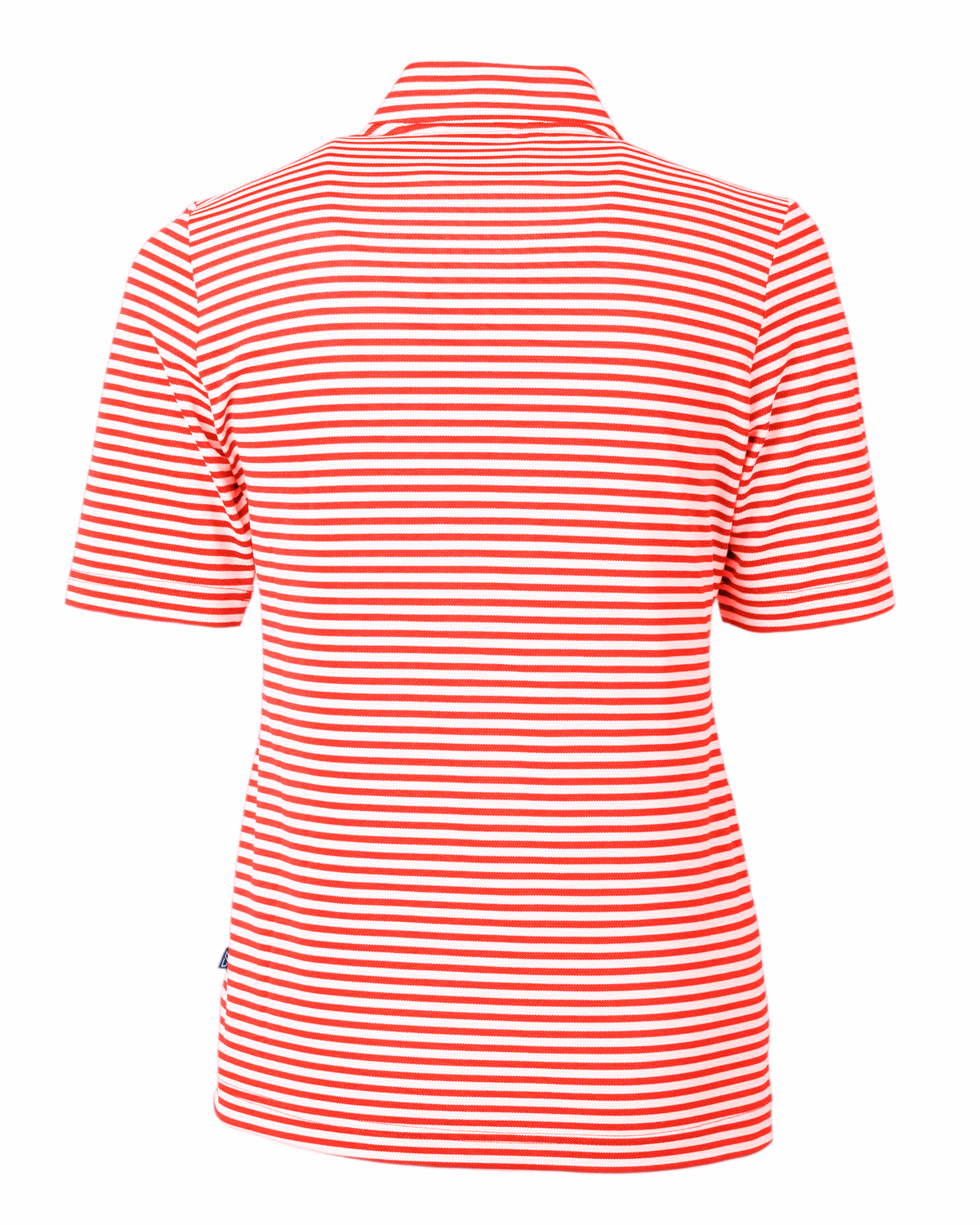 Custom Cutter & Buck Virtue Recycled Stripe Featherlight Pique Womens Half Zip — Red flat front
