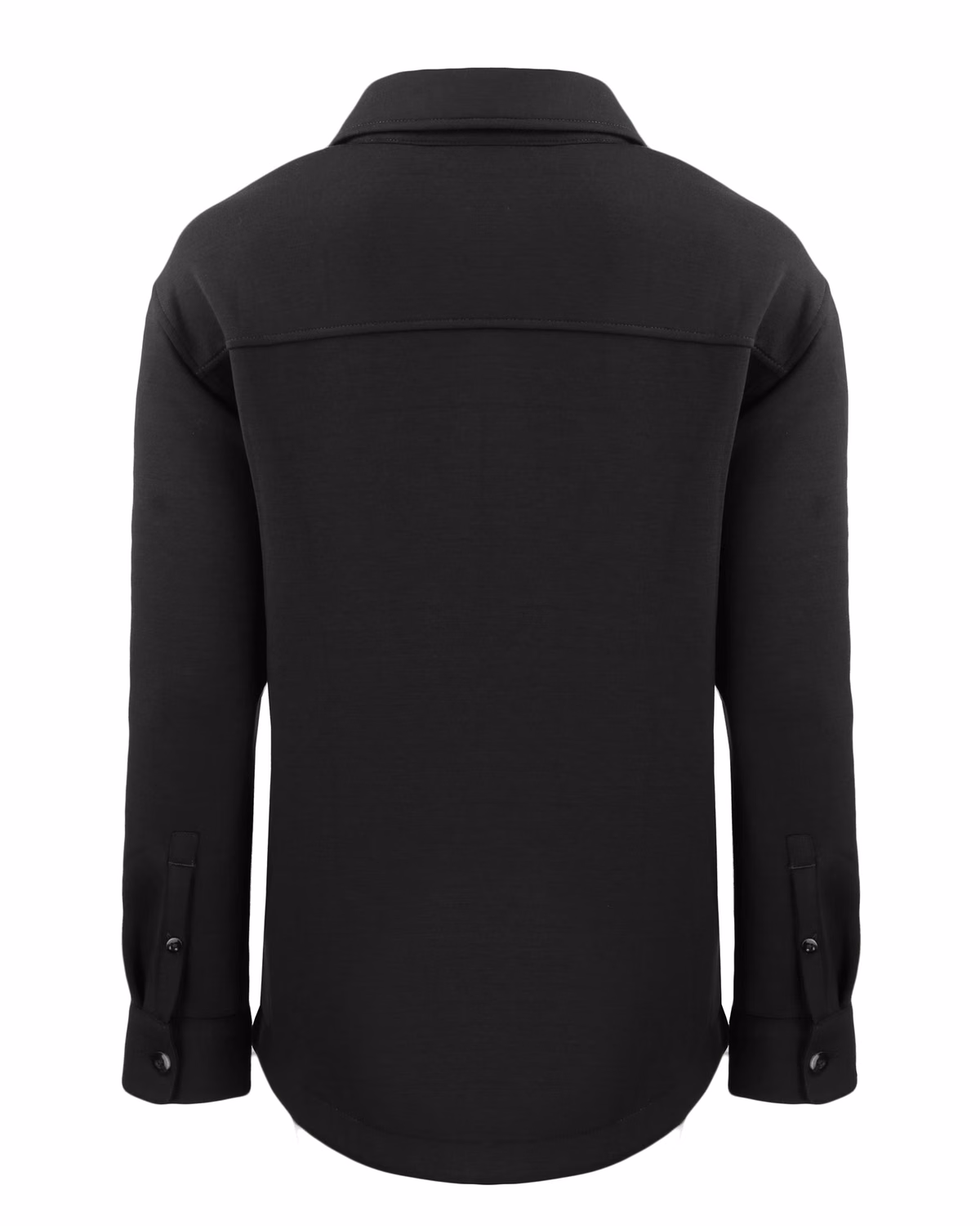 Custom Cutter & Buck Roam Recycled Buttery-Soft Knit Womens Button Down Shirt Jacket — Black flat front