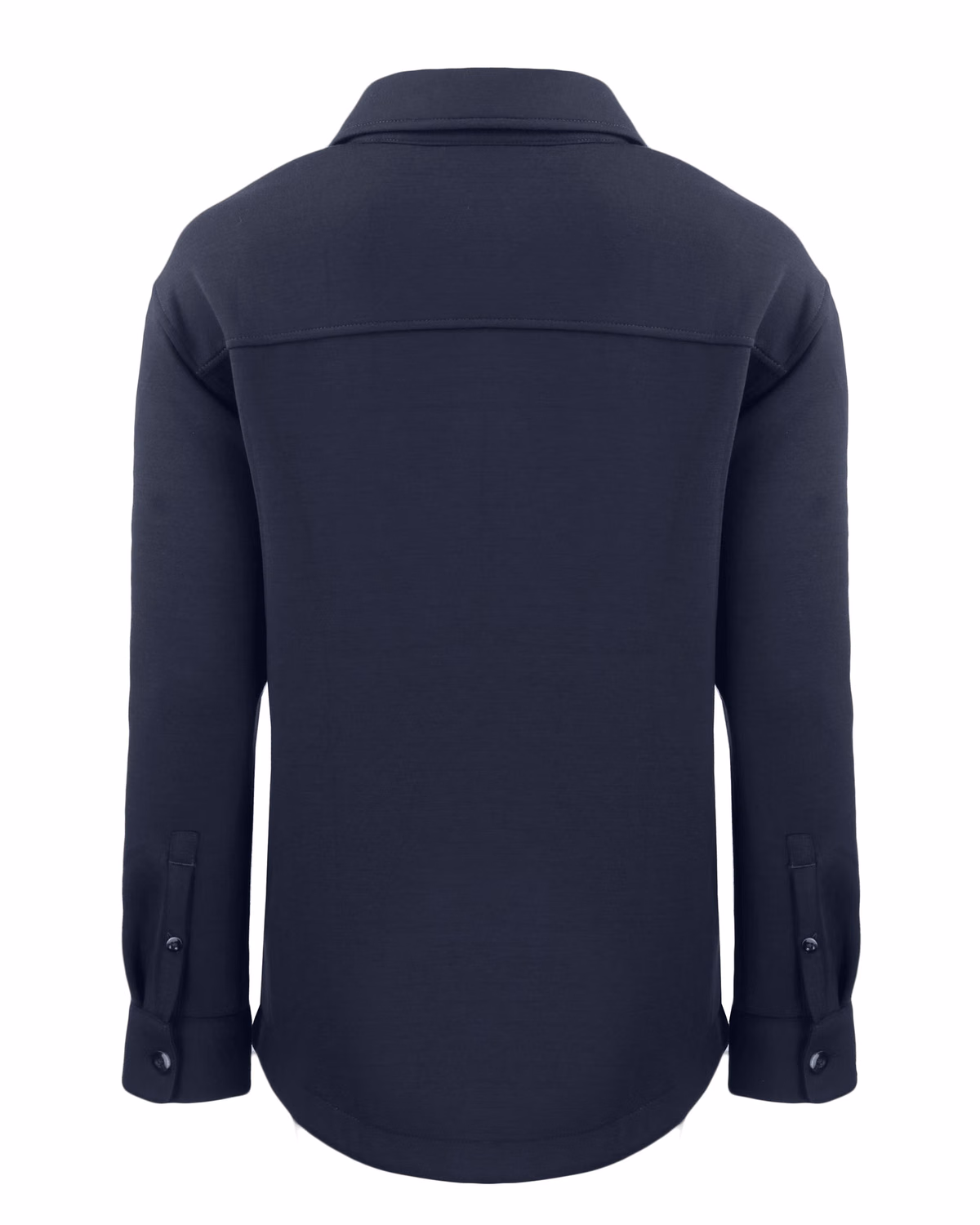Custom Cutter & Buck Roam Recycled Buttery-Soft Knit Womens Button Down Shirt Jacket — Navy Blue flat front