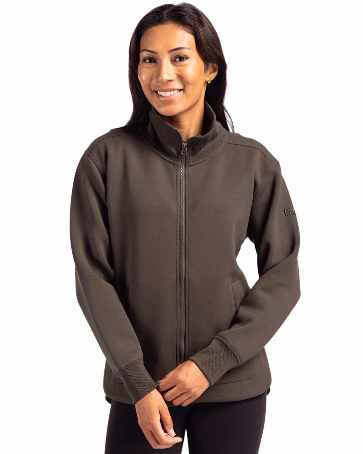 Custom Cutter & Buck Roam Recycled Buttery-Soft Knit Womens Full Zip Jacket — Poplar front