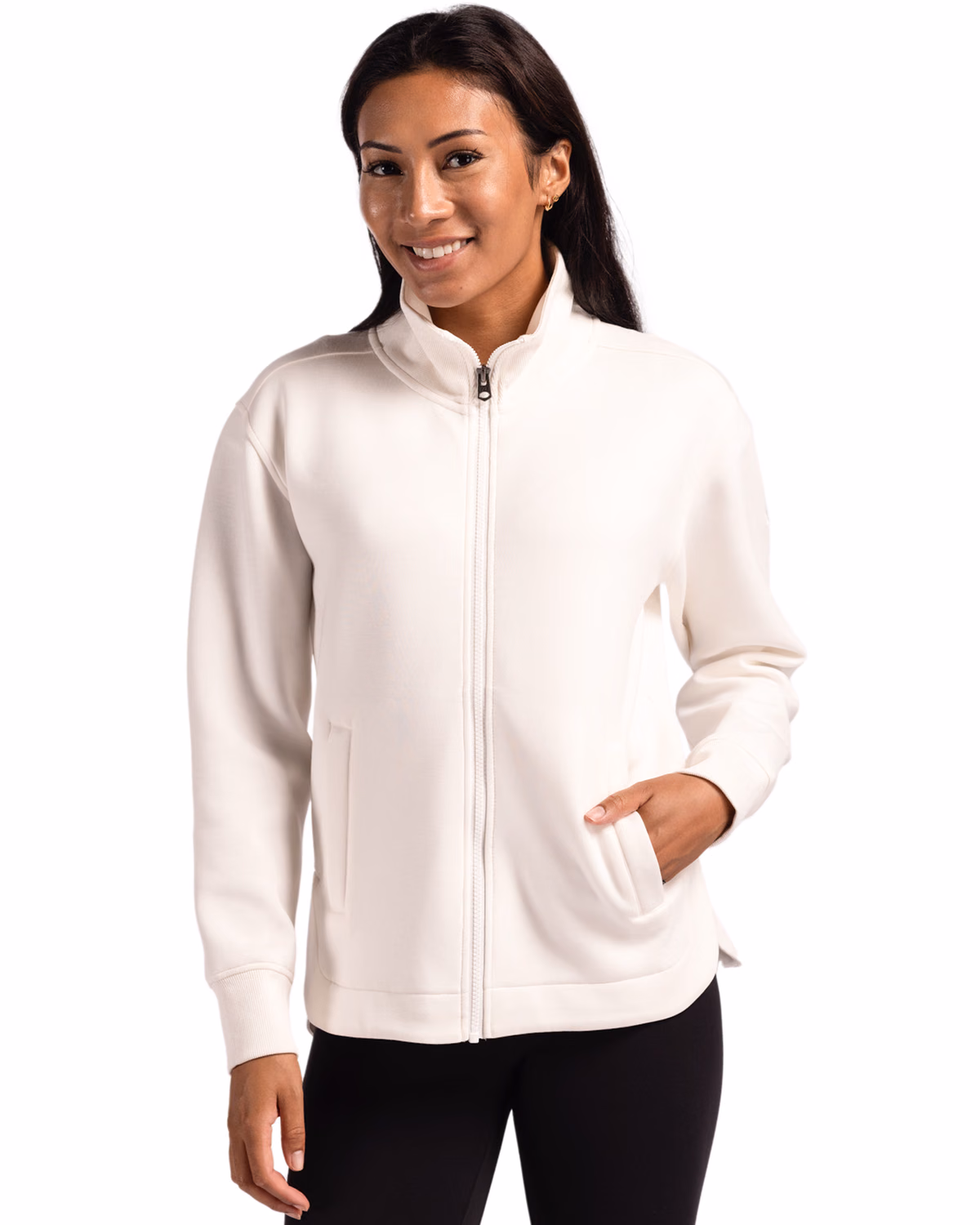 Custom Cutter & Buck Roam Recycled Buttery-Soft Knit Womens Full Zip Jacket — Shell front