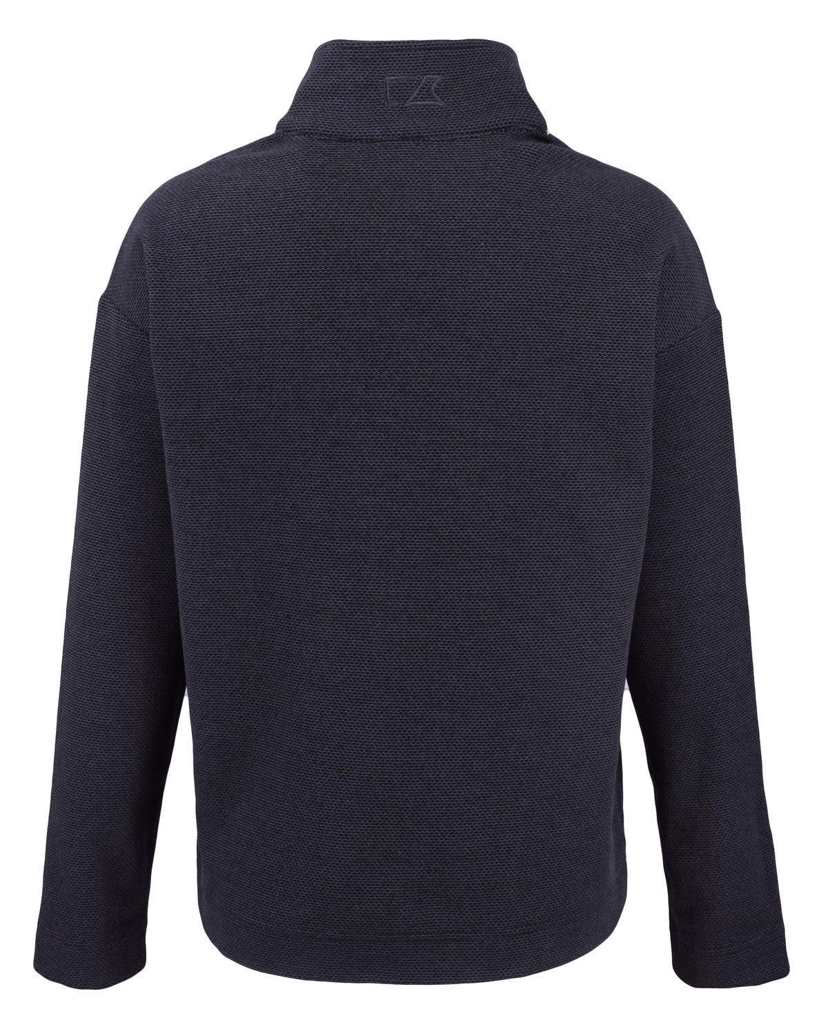 Custom Cutter & Buck Hunts Point Recycled Fleece Womens Hybrid Snap Placket Pullover — Black flat front