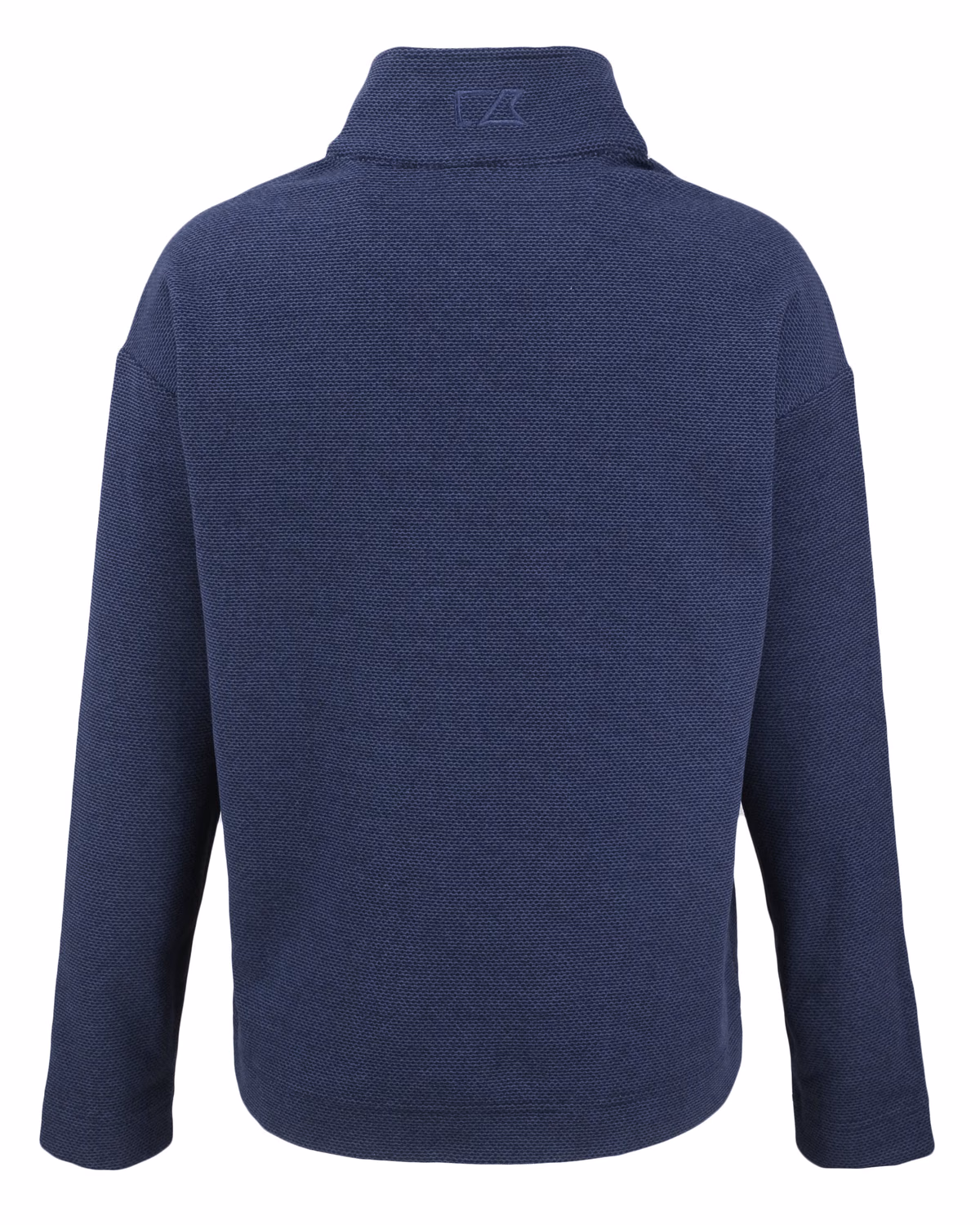 Custom Cutter & Buck Hunts Point Recycled Fleece Womens Hybrid Snap Placket Pullover — Navy Blue flat front