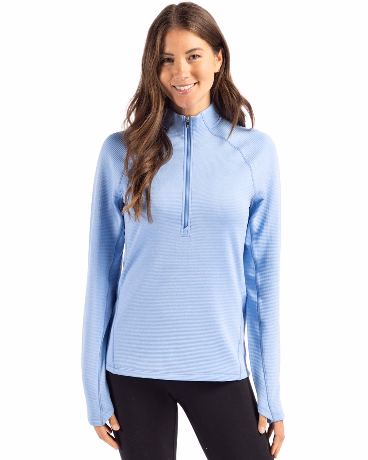 Custom Cutter & Buck Peshastin Recycled Grid Fleece Womens Half Zip Pullover