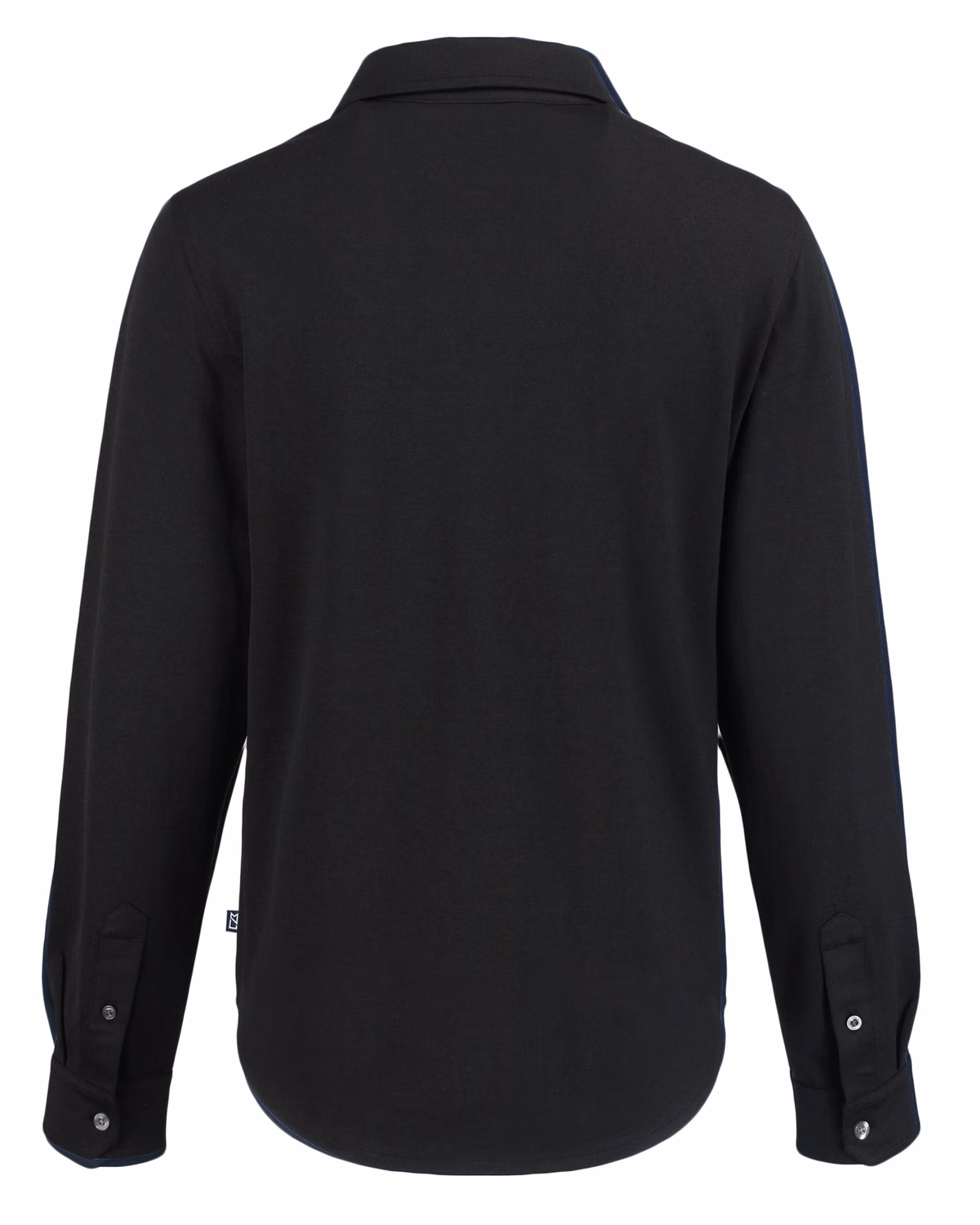 Custom Cutter & Buck Advantage Recycled Cotton-Blend Pique Womens Long Sleeve Button Down Shirt — Black flat front