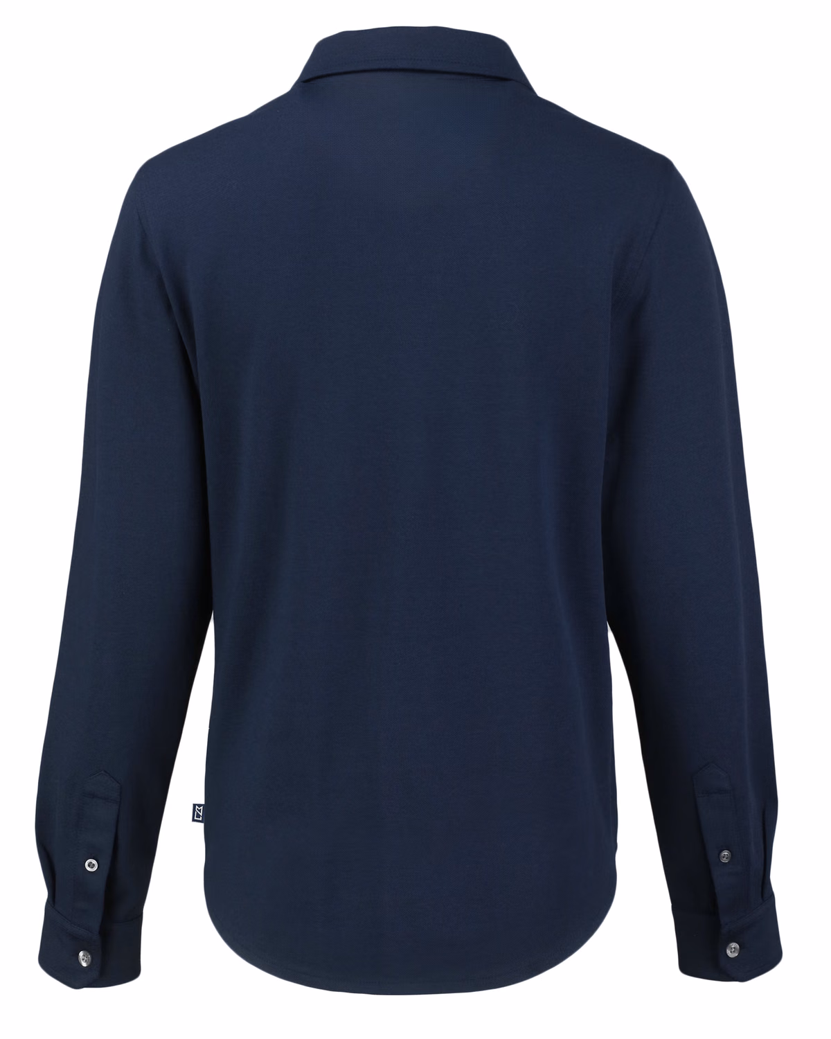 Custom Cutter & Buck Advantage Recycled Cotton-Blend Pique Womens Long Sleeve Button Down Shirt — Liberty Navy flat front
