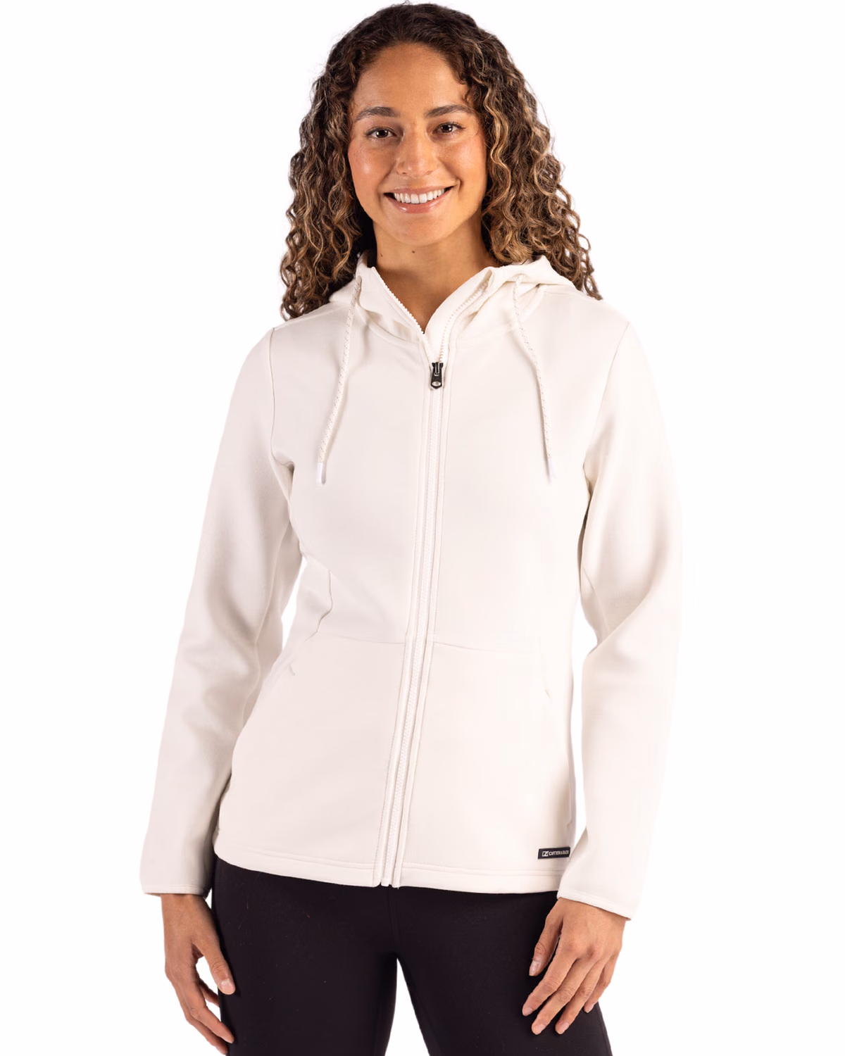 Custom Cutter & Buck Roam Recycled Buttery-Soft Knit Womens Full Zip Hooded Jacket — Shell front
