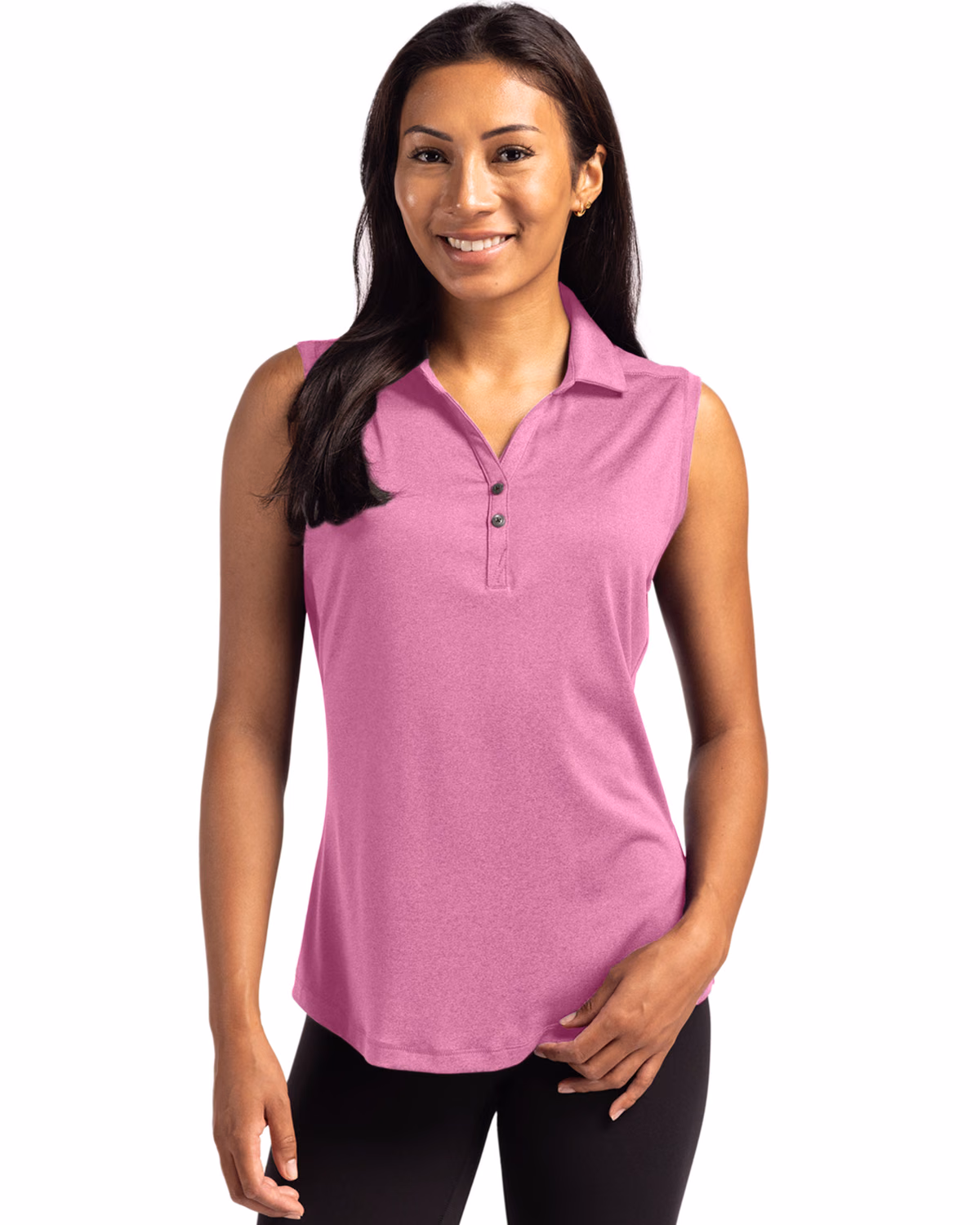 Custom Cutter & Buck Forge Recycled Four-Way Stretch Womens Sleeveless Polo — Gelato Heather front