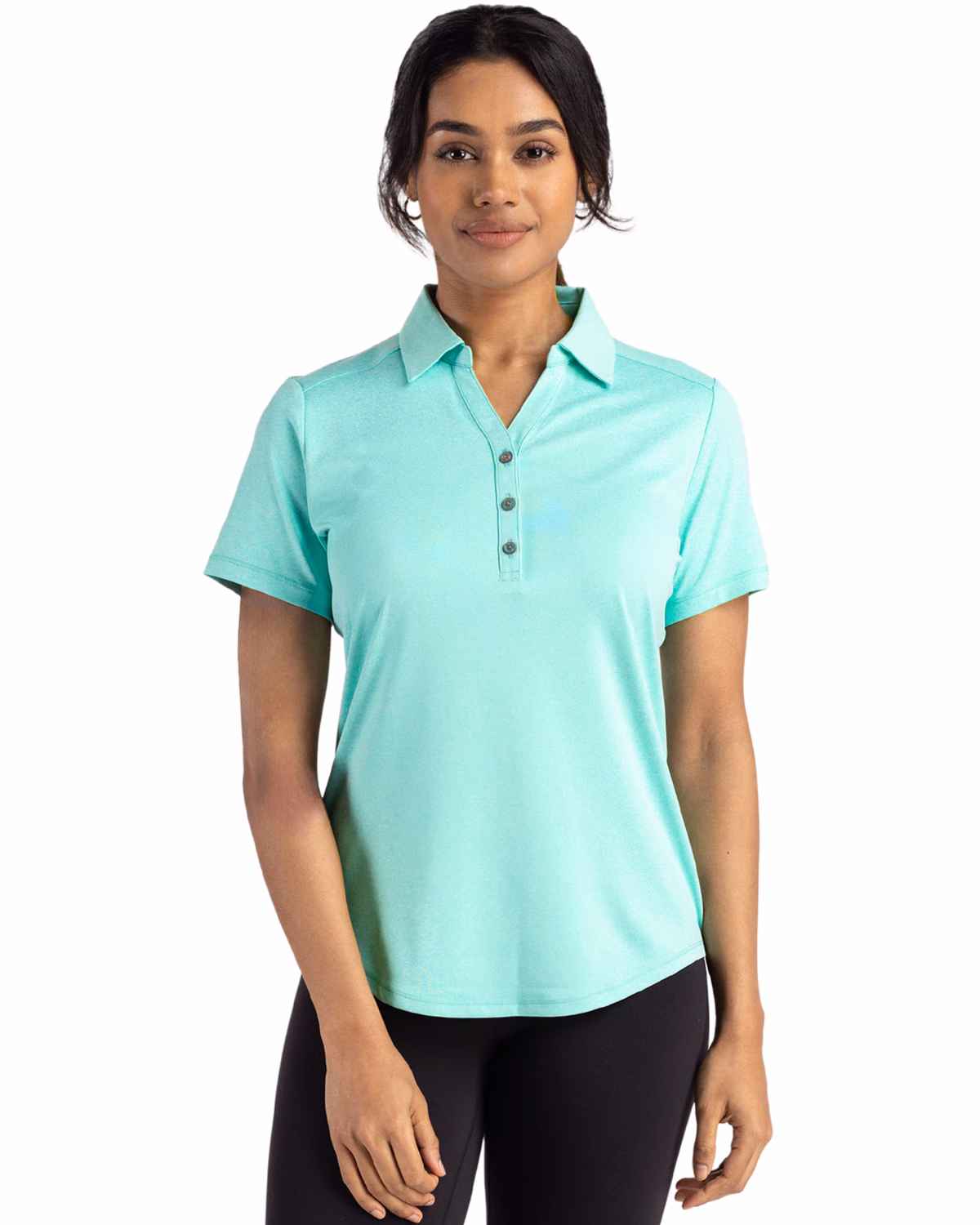 Custom Cutter & Buck Forge Recycled Four-Way Stretch Womens Polo — Fresh Mint Heather front