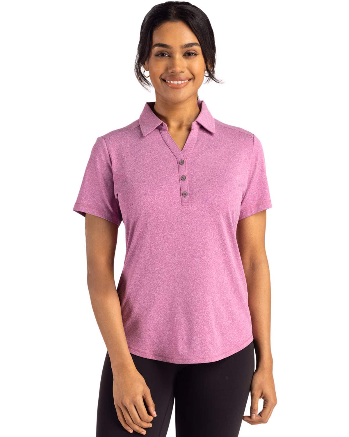 Custom Cutter & Buck Forge Recycled Four-Way Stretch Womens Polo — Gelato Heather front