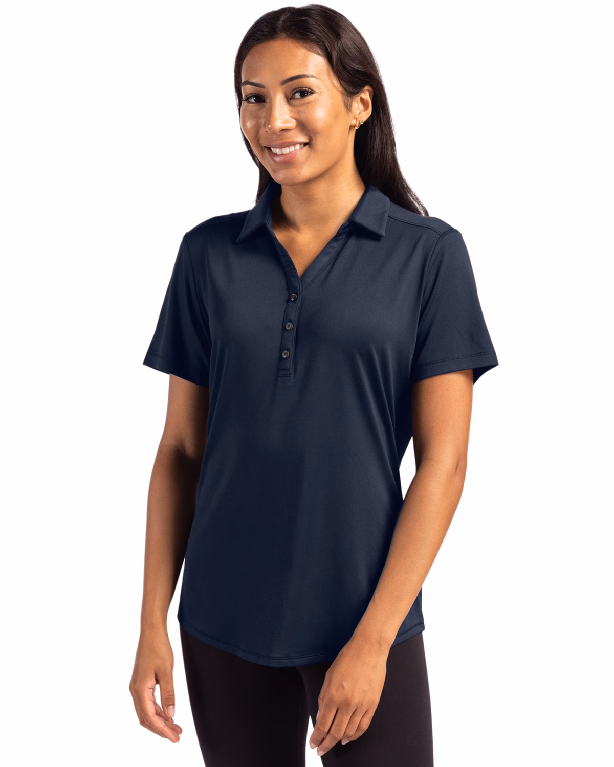 Custom Cutter & Buck Forge Recycled Four-Way Stretch Womens Polo — Navy Blue front