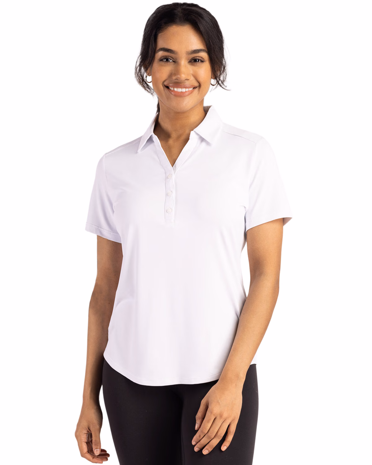Custom Cutter & Buck Forge Recycled Four-Way Stretch Womens Polo — White front