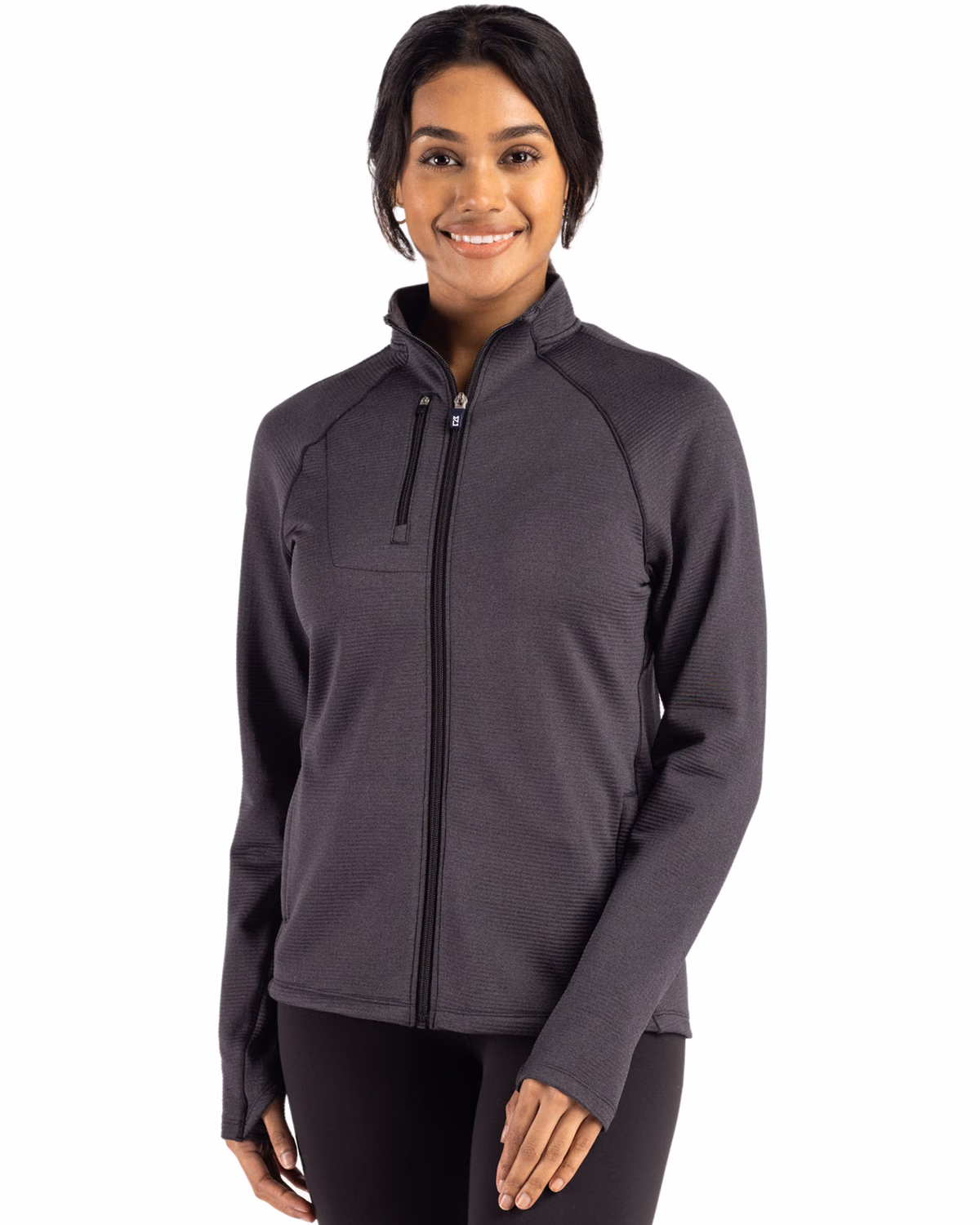 Custom Cutter & Buck Peshastin Recycled Grid Fleece Womens Full Zip Jacket
