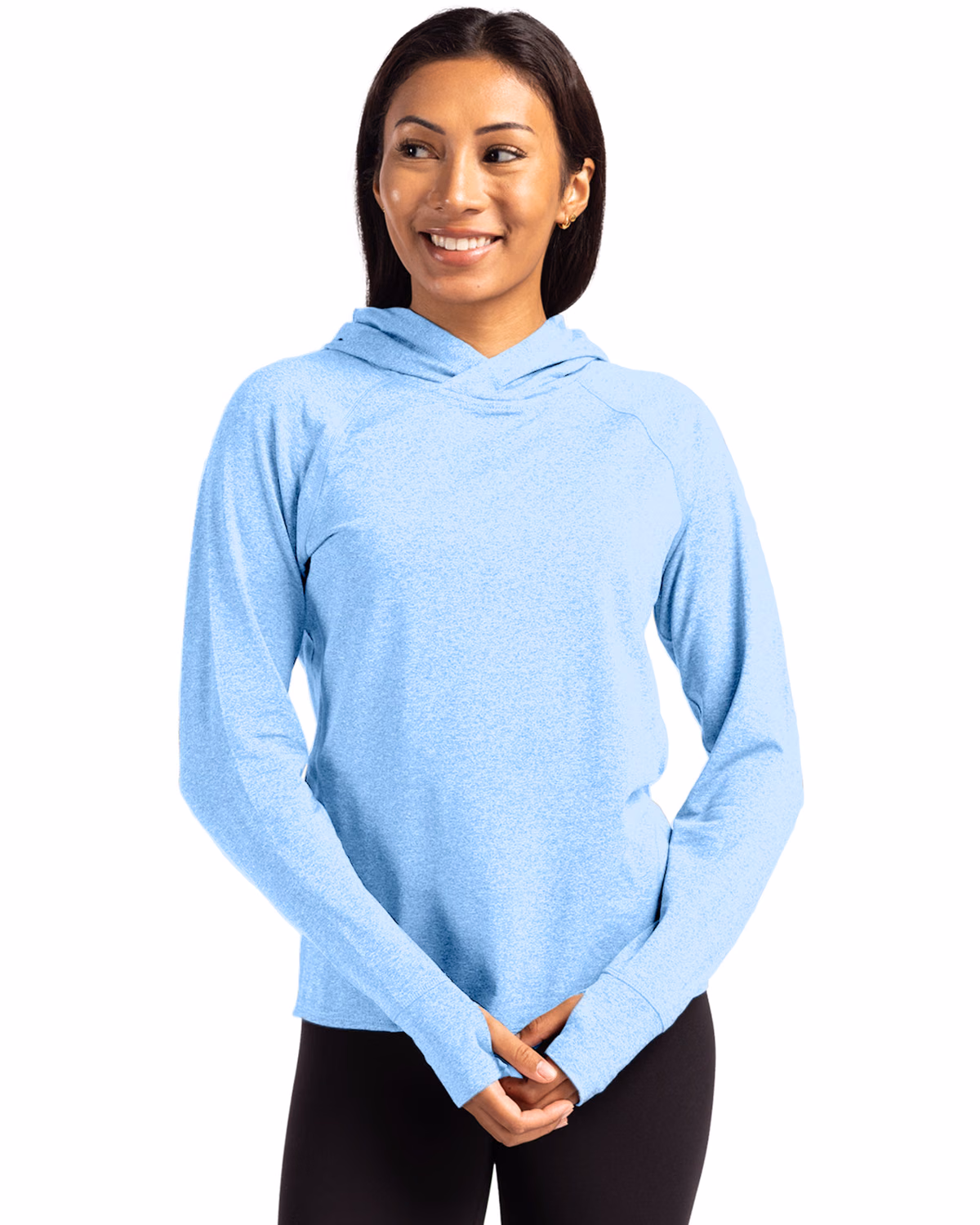 Custom Cutter & Buck Adapt Recycled Soft Knit Stretch Womens Hooded Pullover