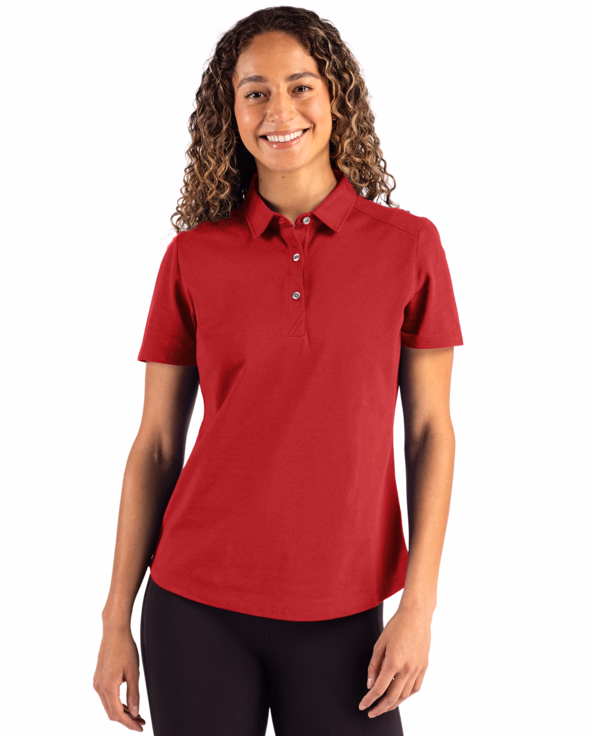Custom Cutter & Buck Advantage Refresh Recycled Cotton-Blend Pique Womens Polo — Cardinal Red front