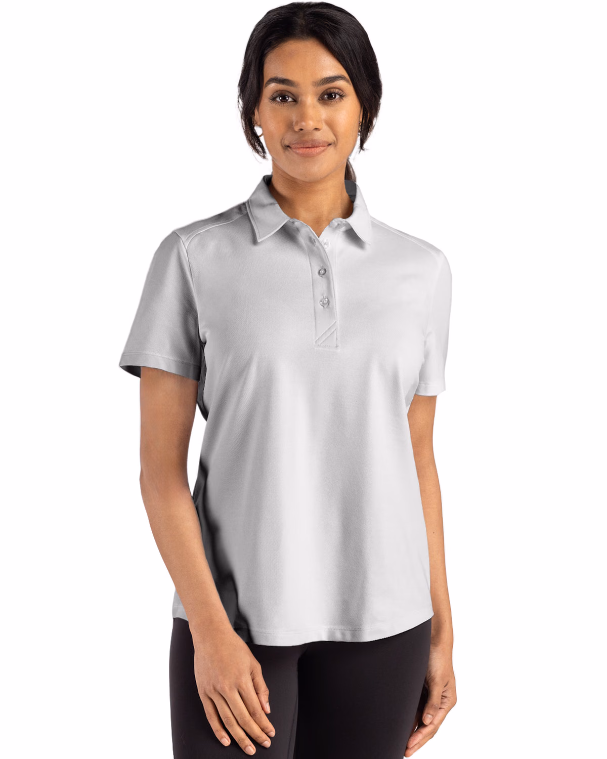 Custom Cutter & Buck Advantage Refresh Recycled Cotton-Blend Pique Womens Polo — CONCRETE front
