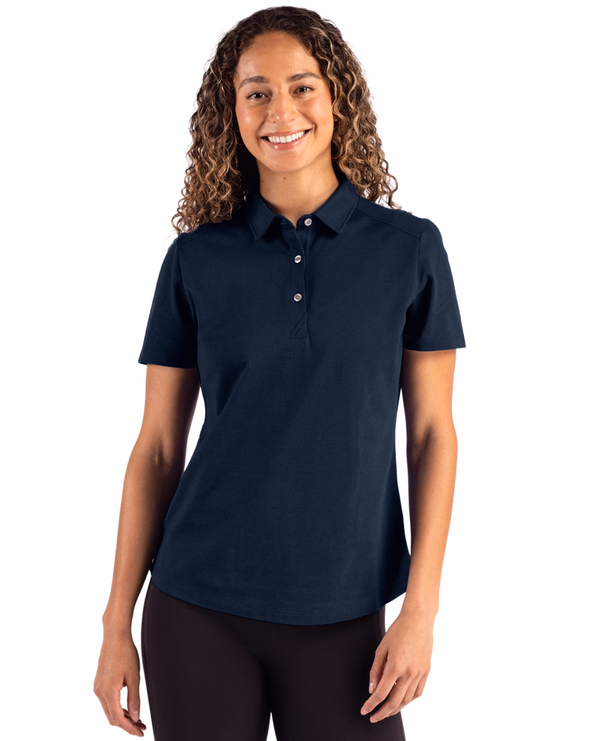 Custom Cutter & Buck Advantage Refresh Recycled Cotton-Blend Pique Womens Polo — Liberty Navy front