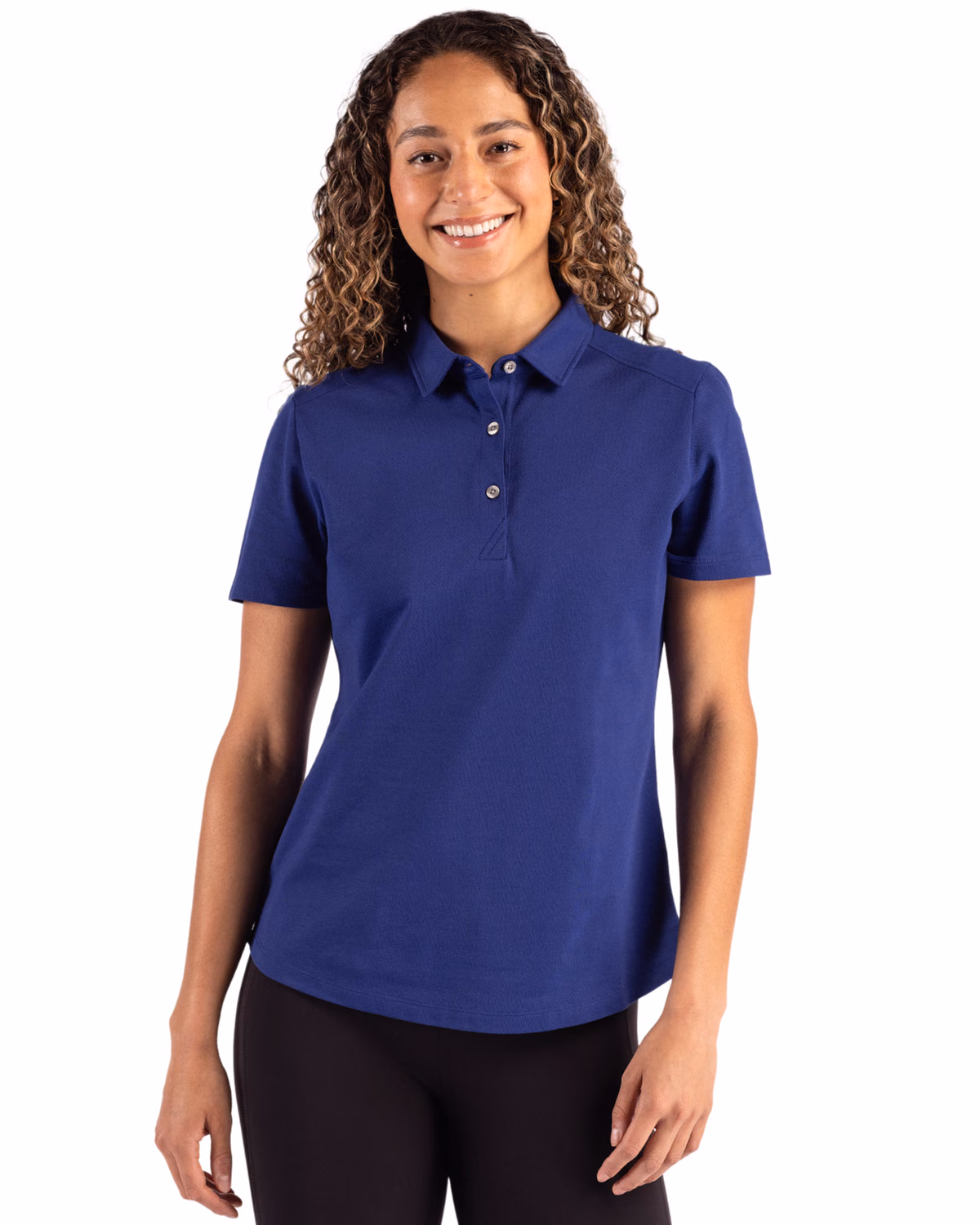 Custom Cutter & Buck Advantage Refresh Recycled Cotton-Blend Pique Womens Polo — Tour Blue front