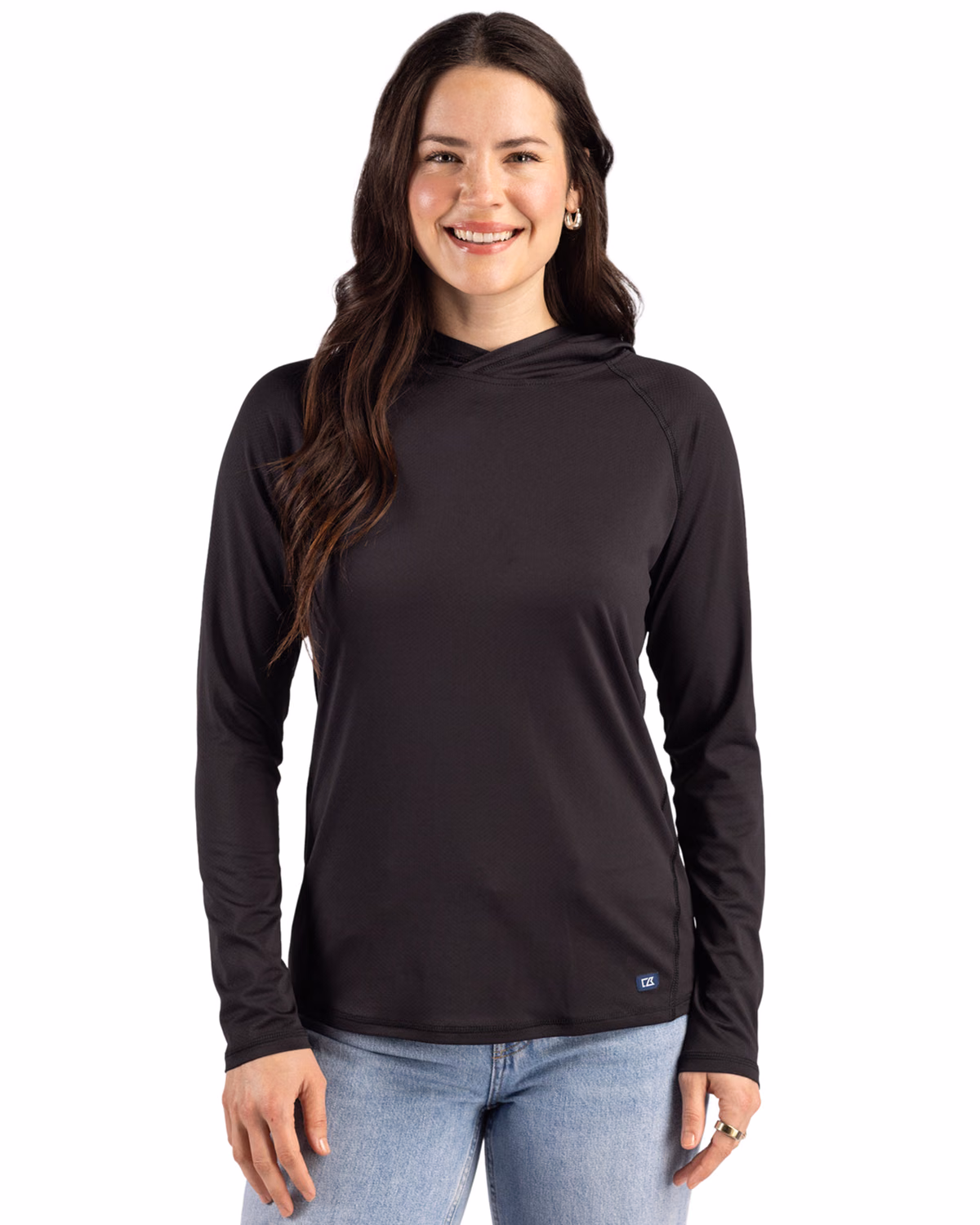 Custom Cutter & Buck Prospect Recycled Featherlight Stretch Womens Hooded Pullover