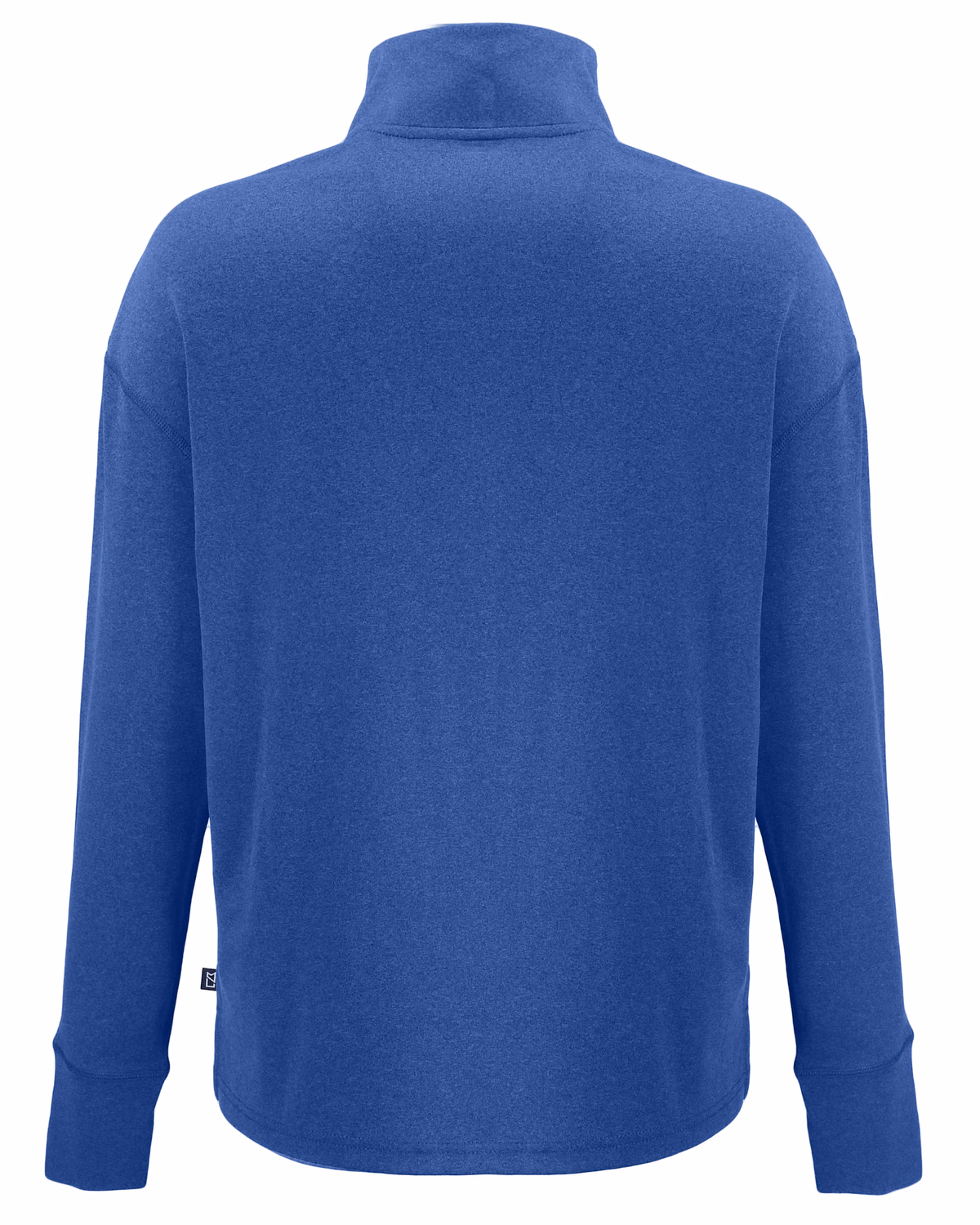 Custom Cutter & Buck Forge Recycled Four-Way Stretch Womens Quarter Zip Pullover — Tour Blue Heather flat front
