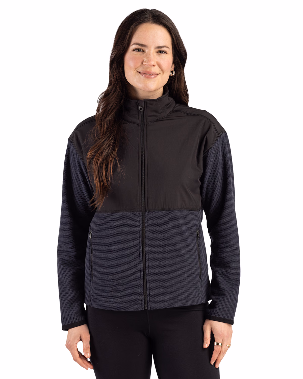Custom Cutter & Buck Hunts Point Recycled Fleece Womens Hybrid Full Zip Jacket