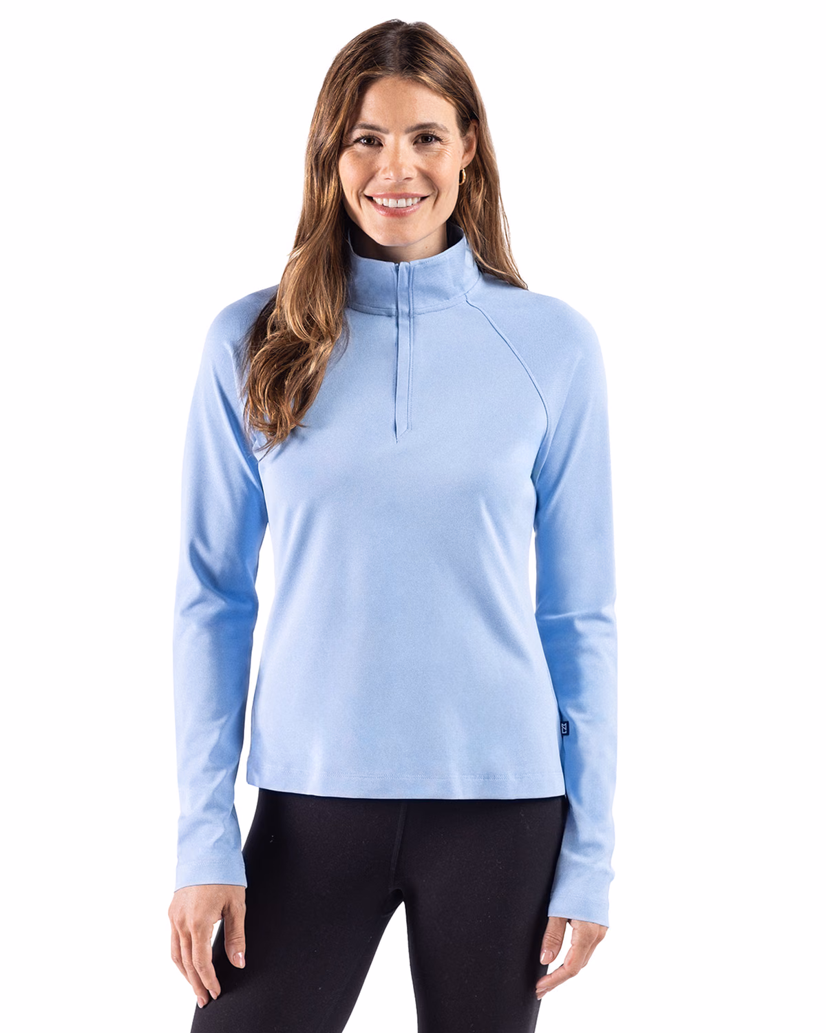 Custom Cutter & Buck Virtue Recycled Heathered Featherlight Pique Womens Quarter Zip Pullover