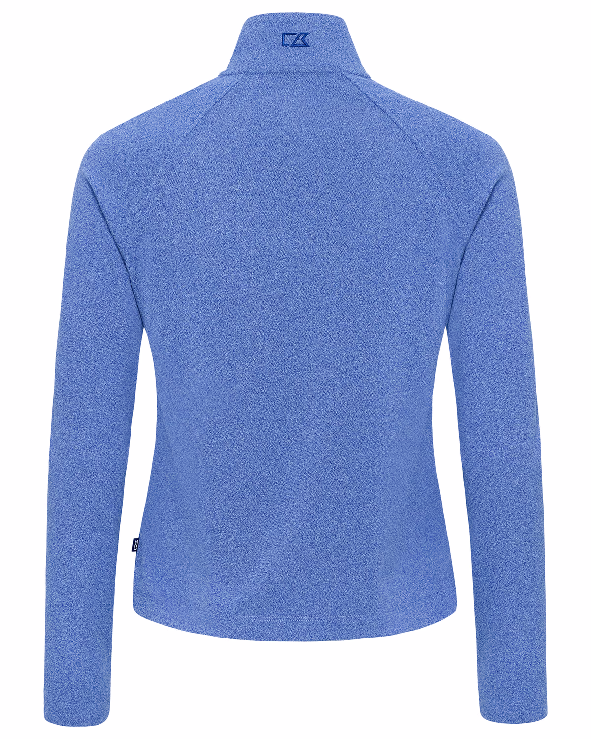 Custom Cutter & Buck Virtue Recycled Heathered Featherlight Pique Womens Quarter Zip Pullover — Tour Blue Heather flat front