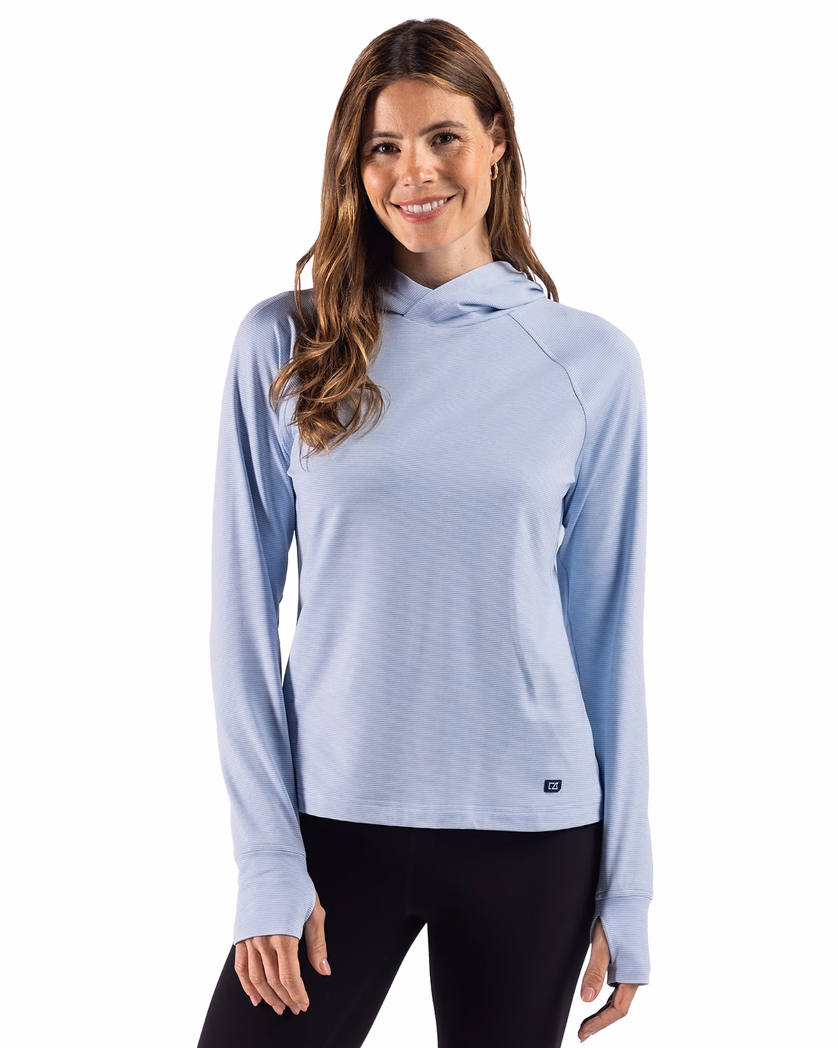 Custom Cutter & Buck Adapt Recycled Soft Knit Stripe Womens Hooded Pullover