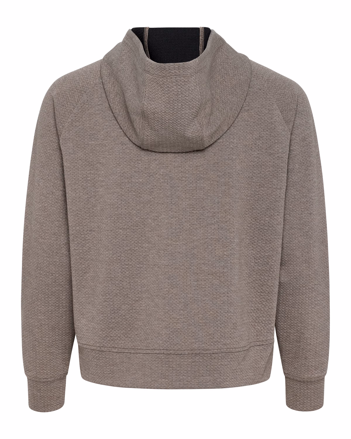 Custom Cutter & Buck Drift Epic Versatility Recycled Textured Knit Womens Half Zip Hooded Pullover — Mushroom flat front
