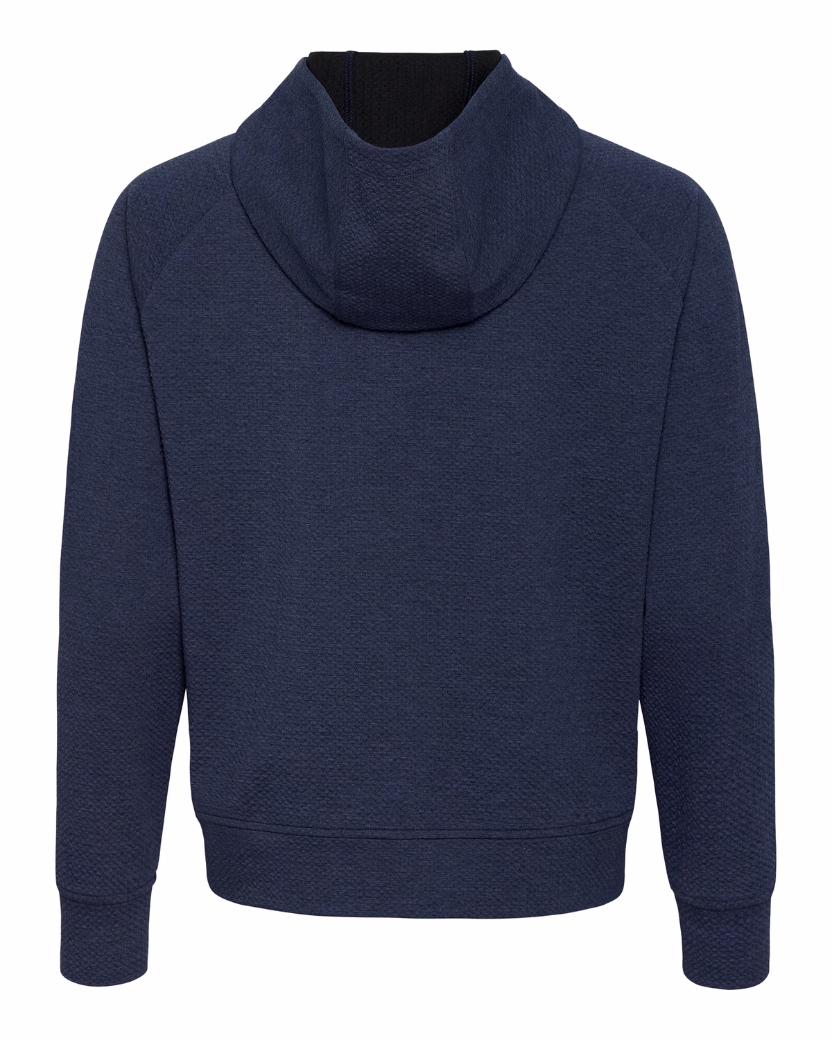 Custom Cutter & Buck Drift Epic Versatility Recycled Textured Knit Womens Half Zip Hooded Pullover — Navy Blue flat front